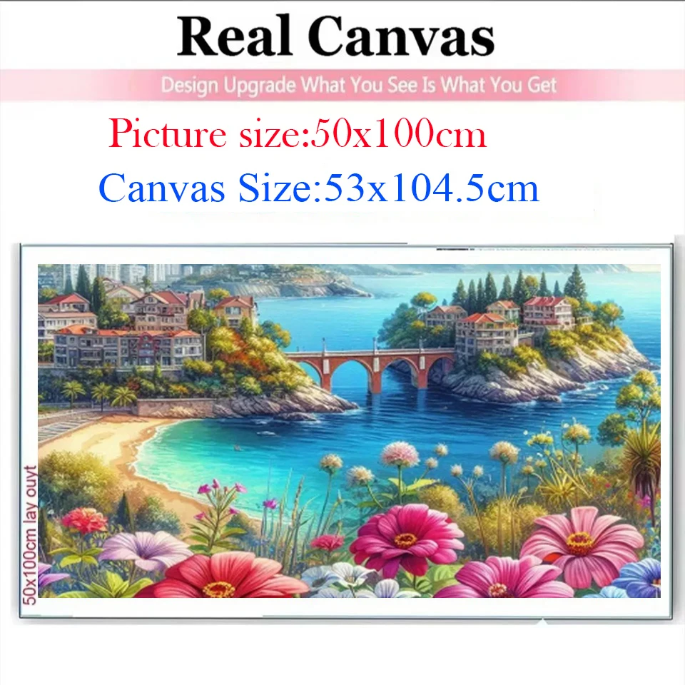 Colorful Flowers Sea Natural Landscape 5D Diamond Painting Large Diy Mosaic Cross Stitch Embroidery Full Square Round Rhinestone