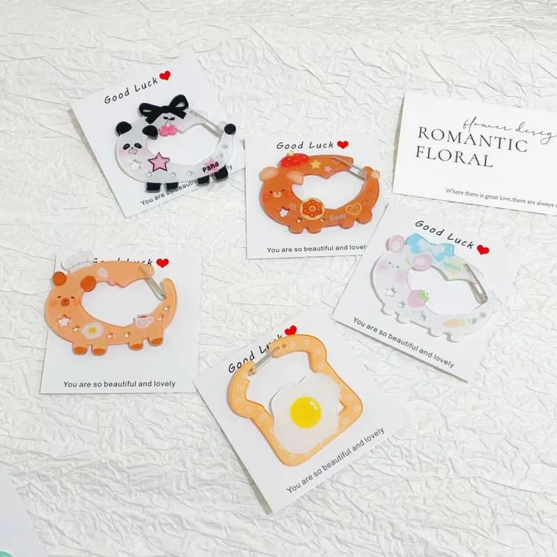[YU] mosquetón con forma de Animal de dibujos animados, llavero acrílico, soporte decorativo, llavero multiusos, gancho, colgante, accesorios para bolso