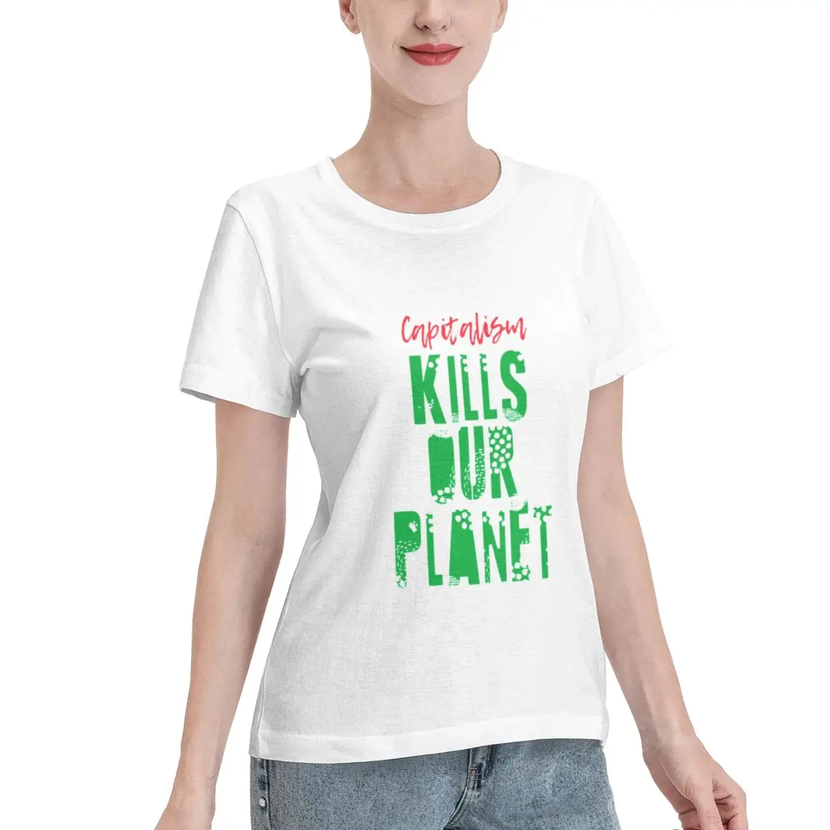 Best Seller CAPITALISM KILLS OUR PLANET Women's T-shirt Korean Style Everyday Tee