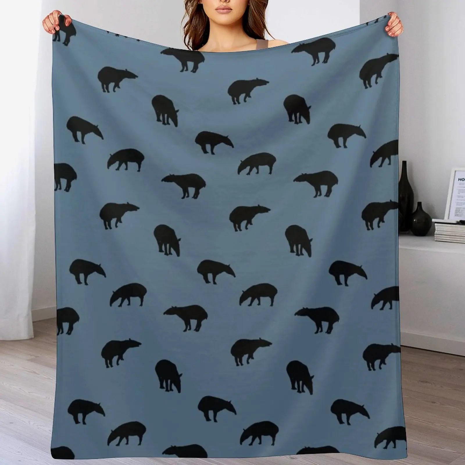 

Tapir Silhouettes Pattern World-Tapir-Day Throw Blanket anime Furry Blankets