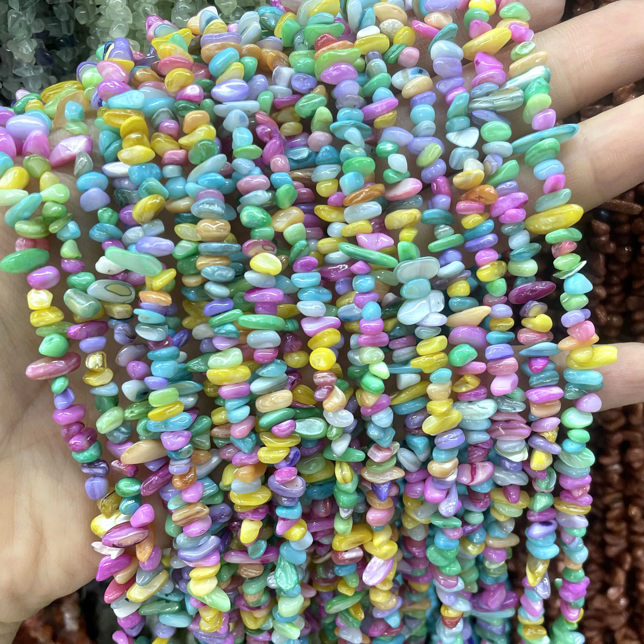 Natural Stone  Irregular Freeform Colorful Shell Lapis Lazuli Turquoise Citrines Spacer Beads For Jewelry Making Accessories 3-5