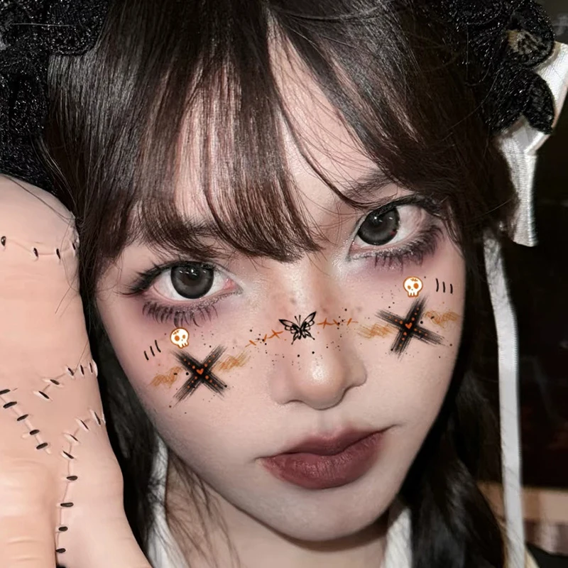 10 piezas de tatuajes temporales de pecas de vampiro de Halloween para niños y mujeres, pegatinas de maquillaje para fiestas y rostro.