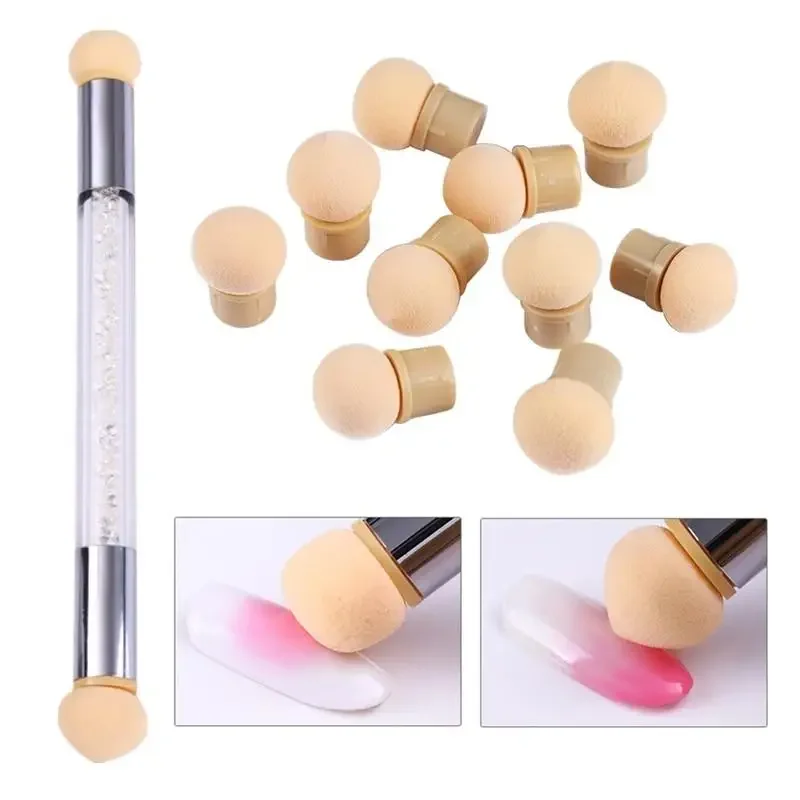 Double-ended Gradient Shading Pen Dotting Brush Sponge Head Rhinestone Handle Nail Art    Painting Tool