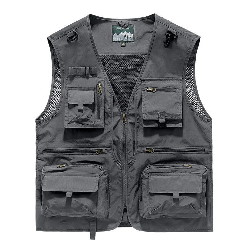 

New Men's Vest Summer Photography Fishing Multi-Pocket Vest Outdoor Leisure Mountaineering Sleeveless V-Neck Vest Men