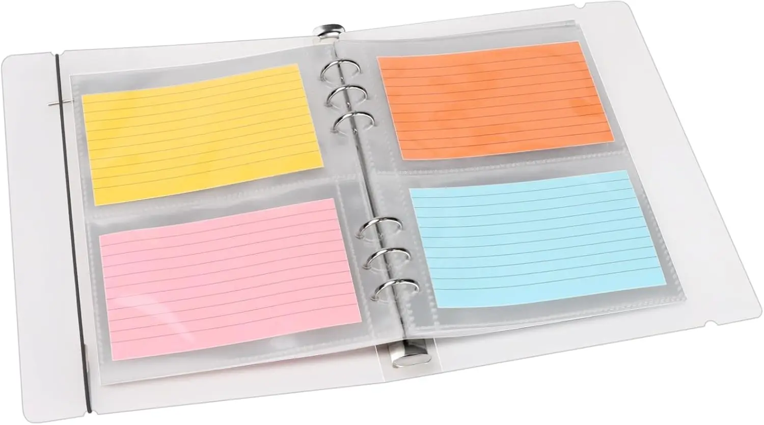 

3x5 Index Card Holder with 120 Sleeves for 240 Cards, Study Recipe Organizer Binder
