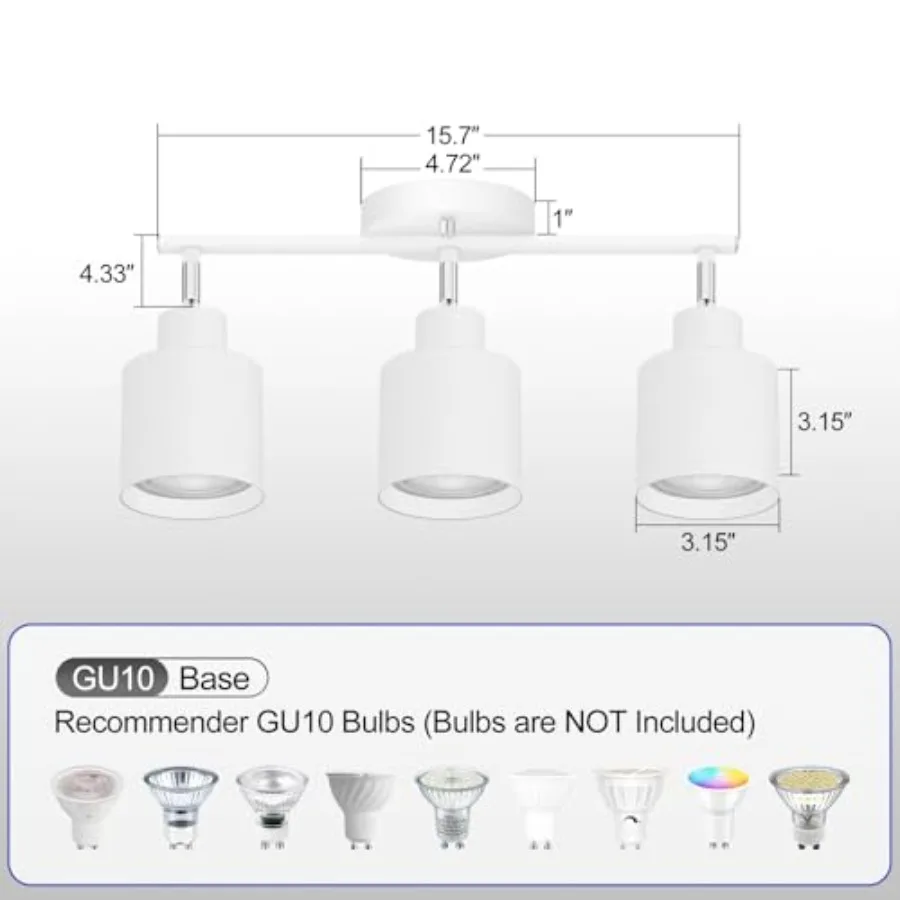 Led Track ing, White Ceiling Lighting Fixtures, Wall Sconces Ceiling Spotlight with Foldable Light Arms for Kitchen, Closet, Be view 6