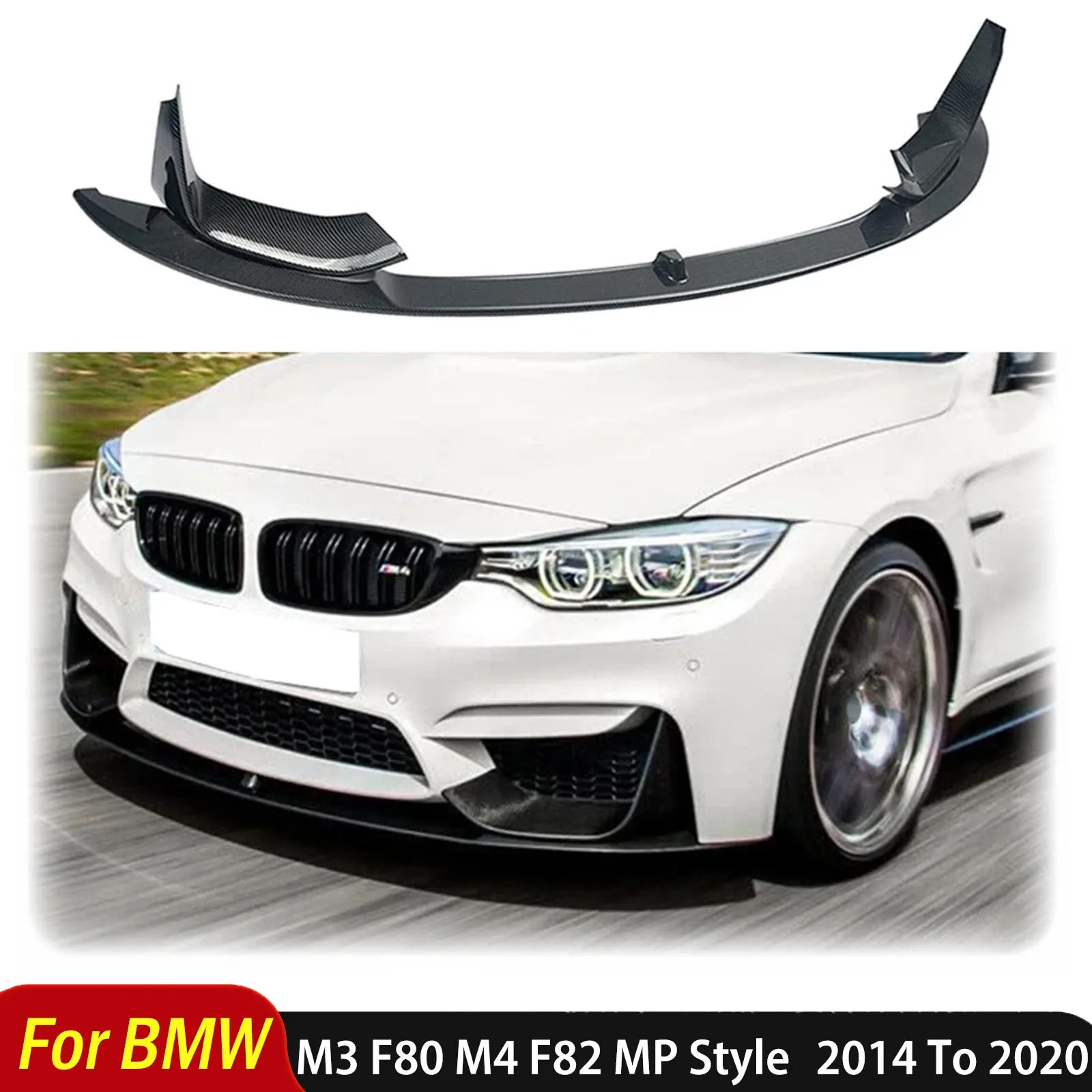 

For BMW M3 F80 M4 F82 MP Style 2014 To 2020 Car Front Splitter Spoiler Bumper Lip Diffuser Lower Body Kit Modification Exterior