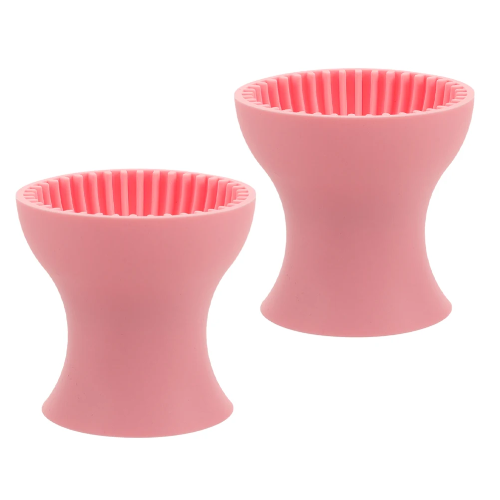 2pcs แต่งหน้าทําความสะอาด Pad ซิลิโคนแปรงทําความสะอาดซักผ้าชามเครื่องมือความงามแบบพกพาถ้วย Scrubber สําหรับเดินทาง