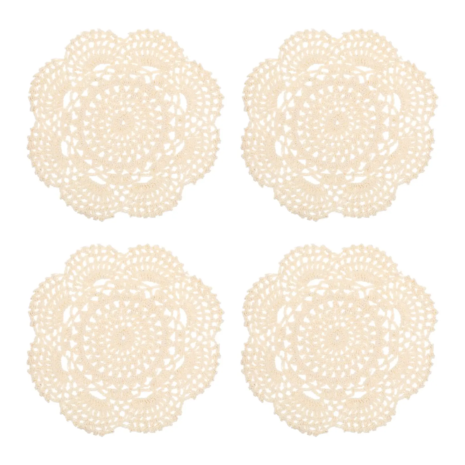 

Crochet Doilies, 4 Pcs 8 Inch Cotton Handmade Doilies for Tables Vintage Round Lace Placemats Corrugated Edge Doily Tablecloth