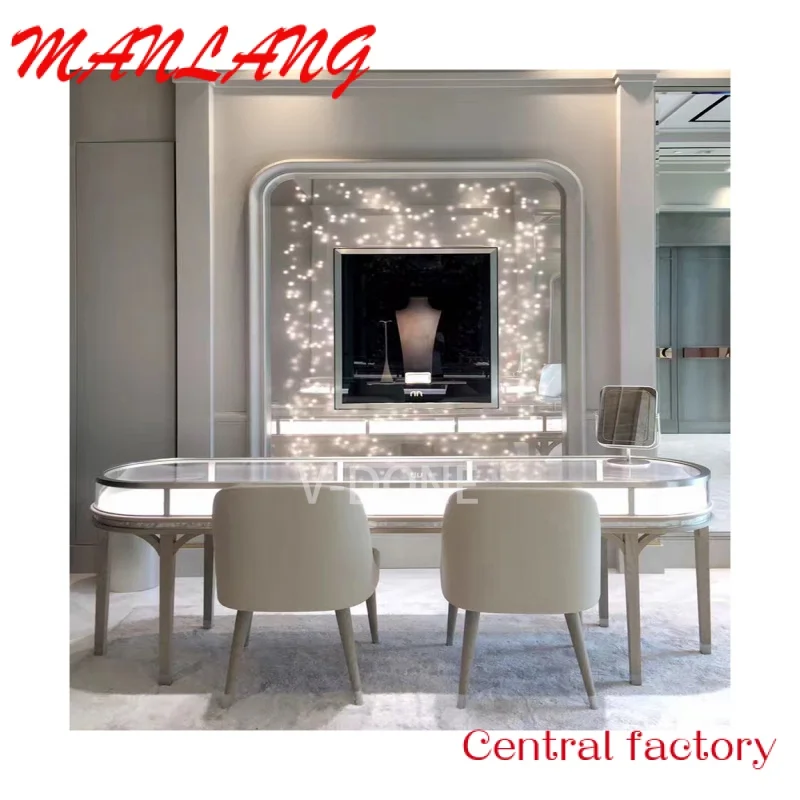 CustomHigh End Luxury Gold Jewelry Store Display Showcase And Counter  Jewellery Shop Interior Design With Lights Jewelry Cabine