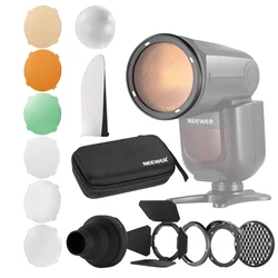 NEEWER CRM2 Magnetic Accessories Kit for Round Head Flash Z1-C Z1-N Z1-S Z2-C Z2-N Z2-S, Compatible with Godox V1 Speedlight