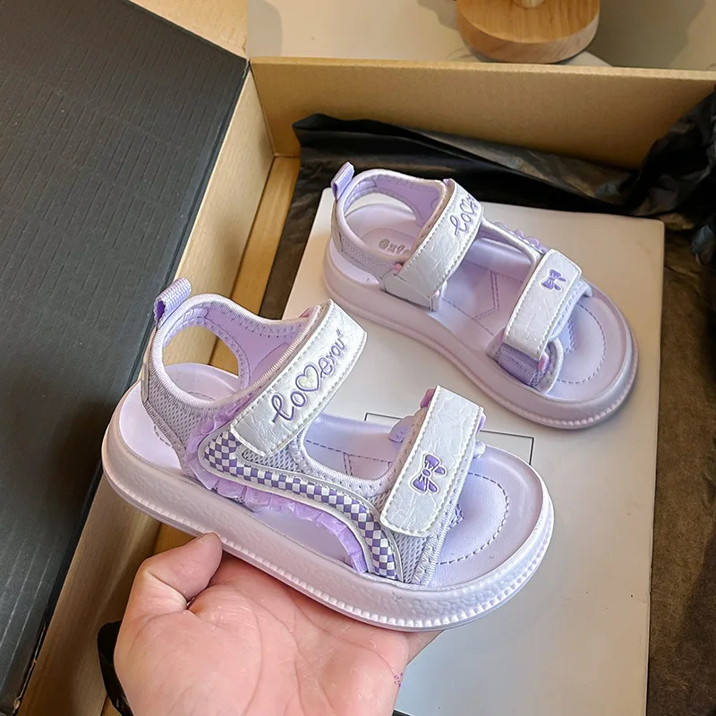 

Босоножки Женские2026Summer New Large Kids Sandals Comfort Anti Slip Child Beach Shoes Simple Versatile Girls' Open Toed Sandals