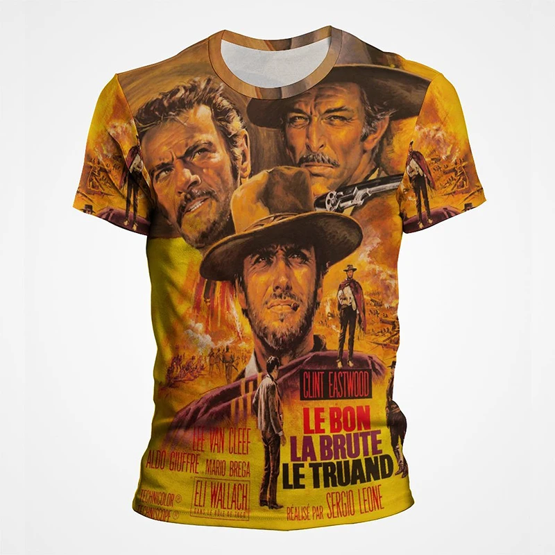 Camiseta Vintage de verano para hombre, camiseta con estampado del bueno, el malo y el feo, Blondie Angel Eyes, Tuco, ropa de calle con gráfico de vaquero