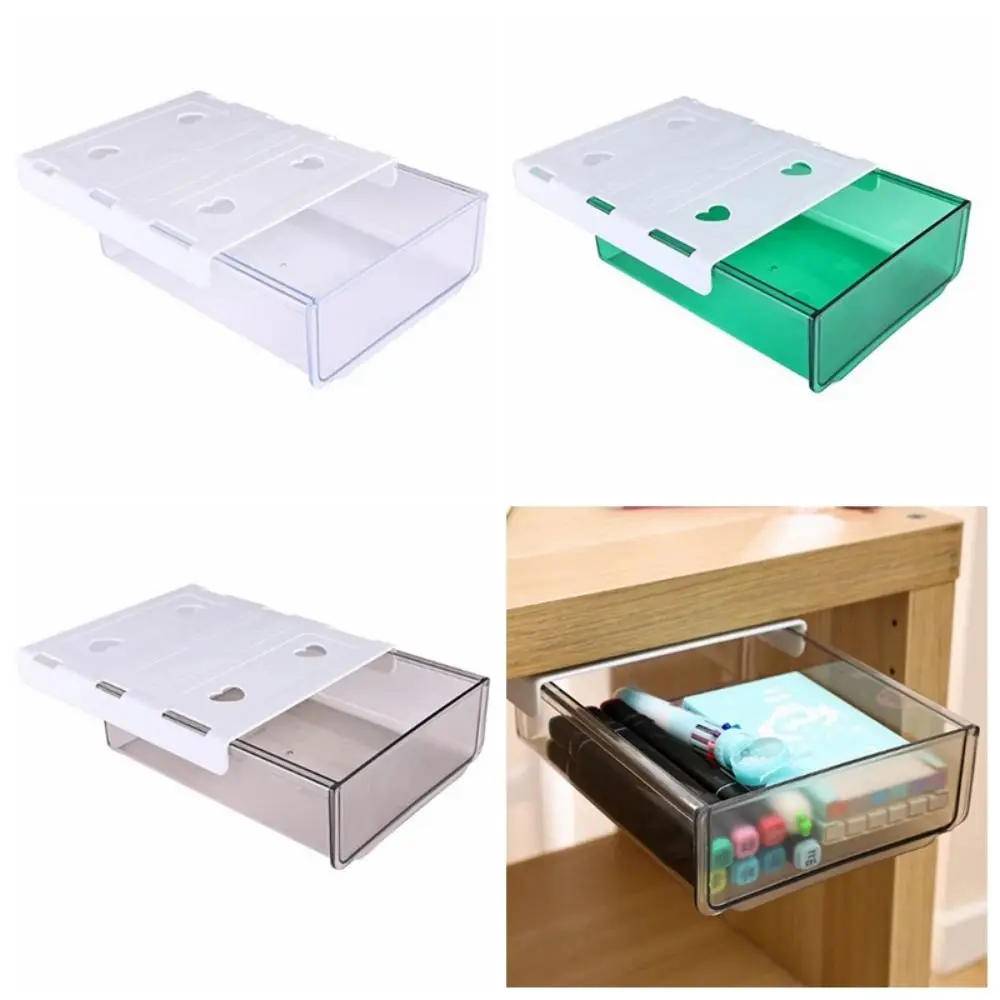 ABS Undertable Drawer Storage Box Hidden Storage Design Solid color Table Bottom Sorting Pencil Tray Hanging Save Space