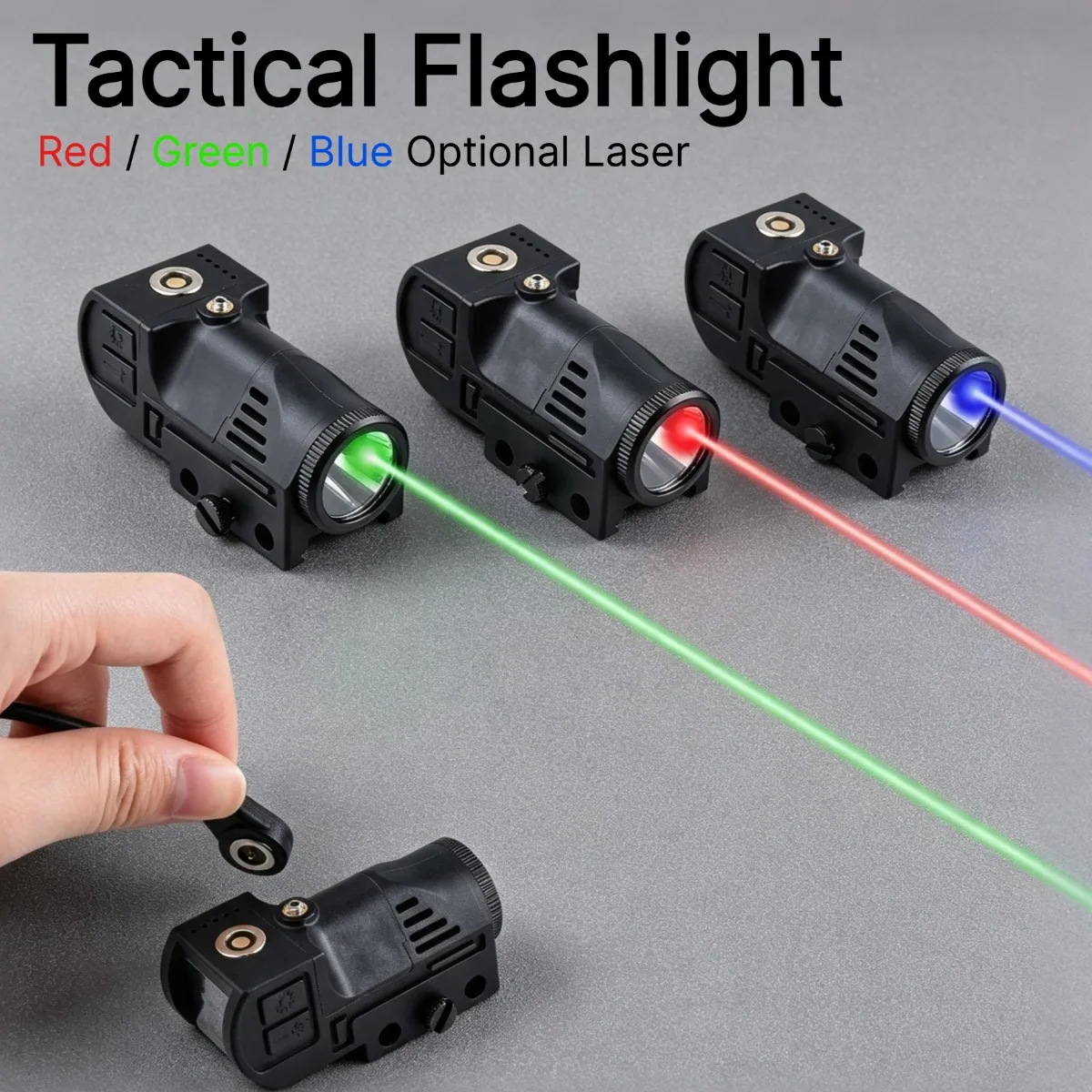 Tactical Rechargeable LED Flashlight RGB Laser Combo Magnetic Charge Strobe Airsoft Hunting Outdoor Training Accessory Gear