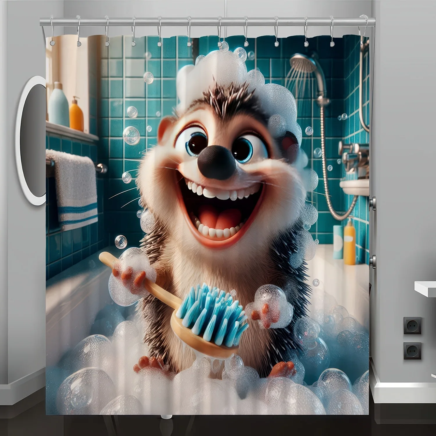 

Pony cartoon pattern Shower Curtain Washable Dirt-Resistant Shower Head waterproof Polyester Bath Curtain For Home Decor