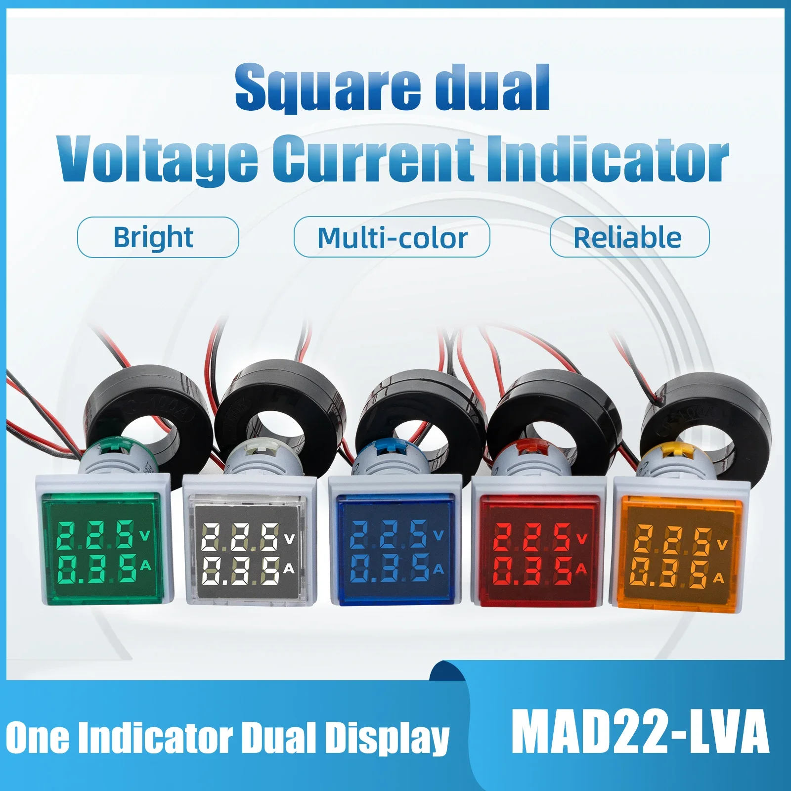 ManHua 1pc 22MM AC60-500V Voltmeter +0-100A Ammeter Square Panel LED Digital Voltage Curret Indicator