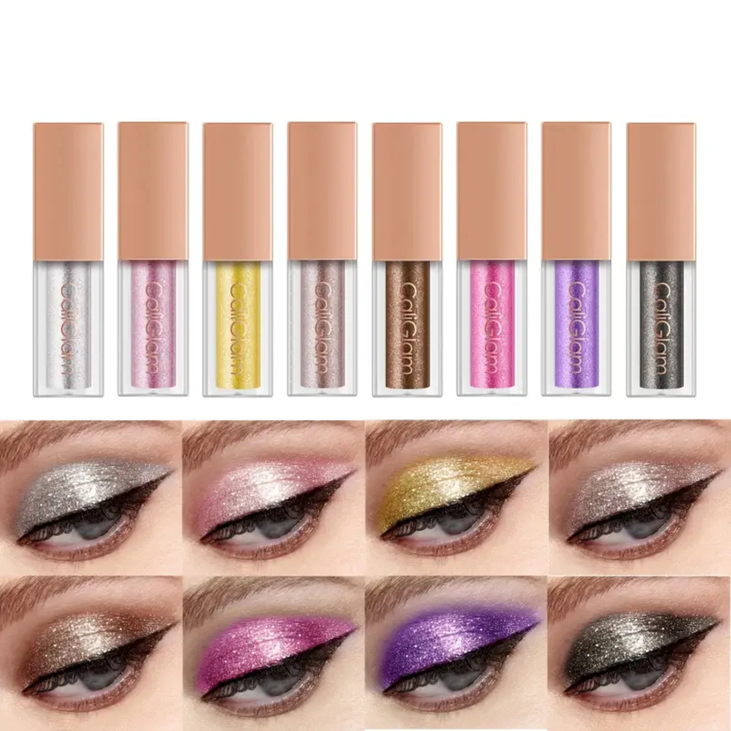 Long Lasting High Pigmented Shimmer Liquid Eyeshadow Set - 8 Pcs Makeup Kit with Beautiful Colors and Easy Application for Stunn