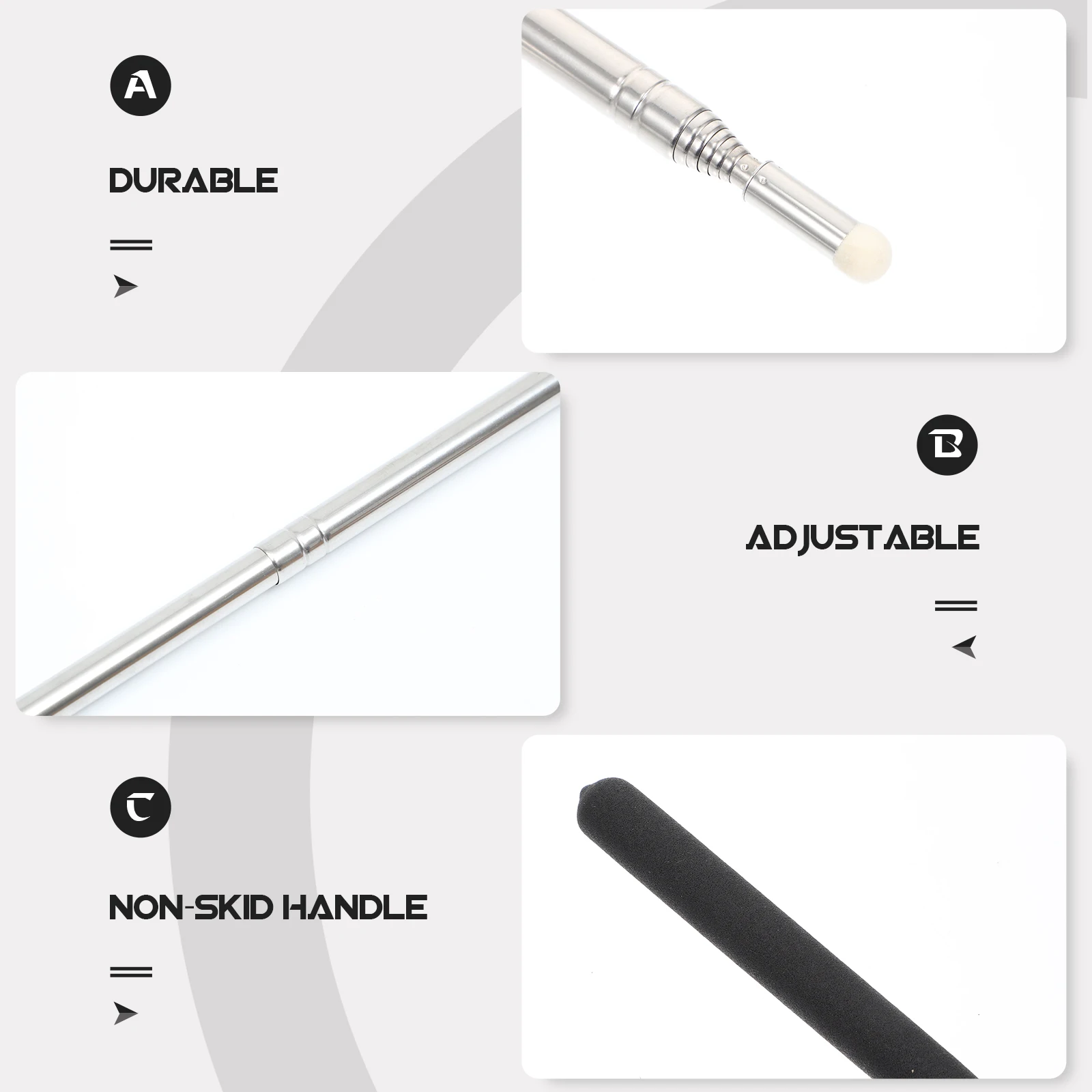 

2pcs Stainless Steel Retractable For Whiteboard Blackboard Comfortable Handle Long Lasting Teacher Pointer Sticks