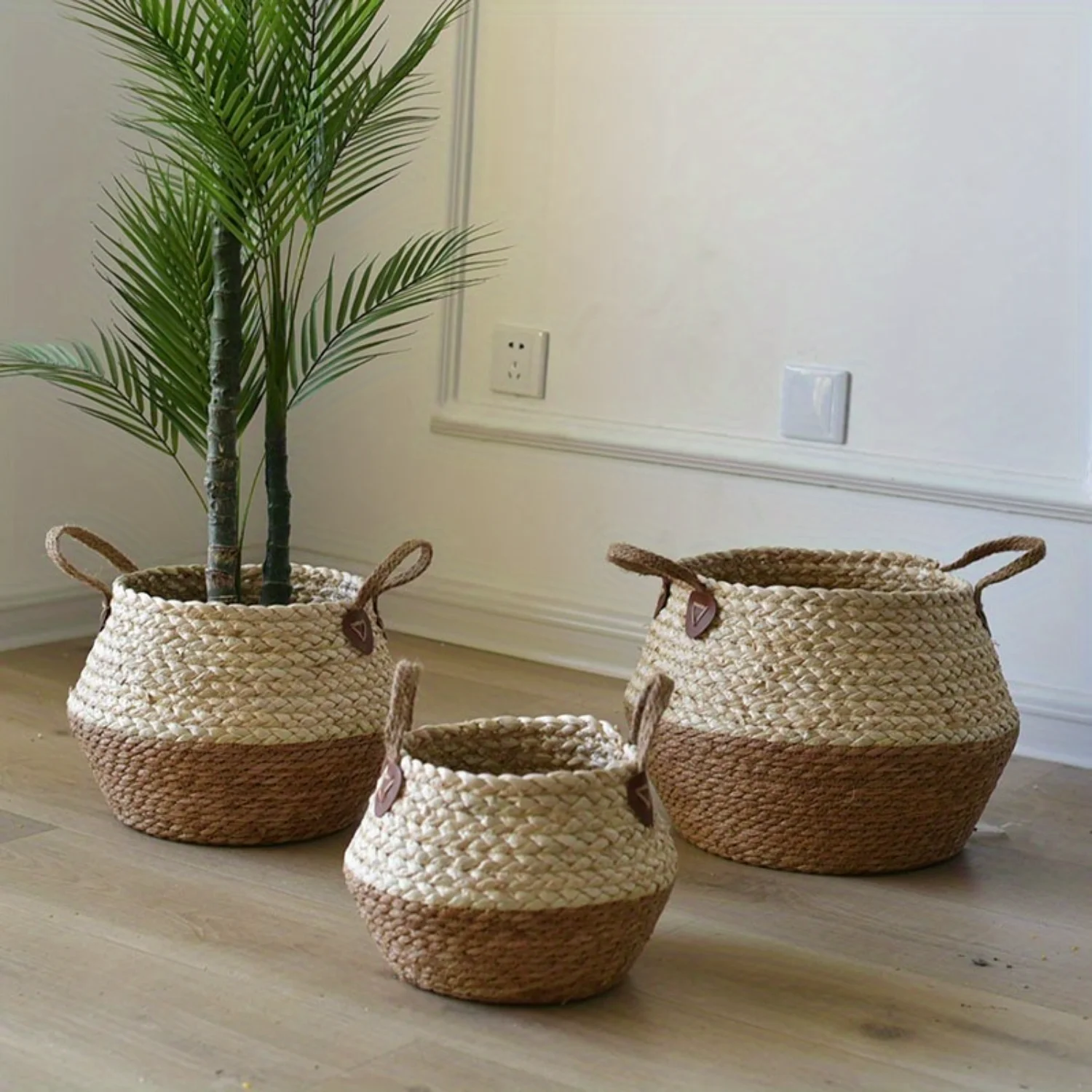 Handmade Woven Flower Basket, Rustic Decorative Plant Pot,  Decoration Flower Box