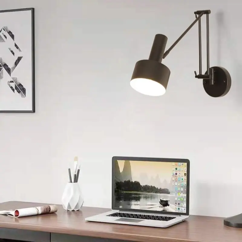 Nordic LED Wall Lamp Retractable Adjustable Wall Lights for Home Decoration Bedroom Bedside Reading Sconce Add Dimmable Function