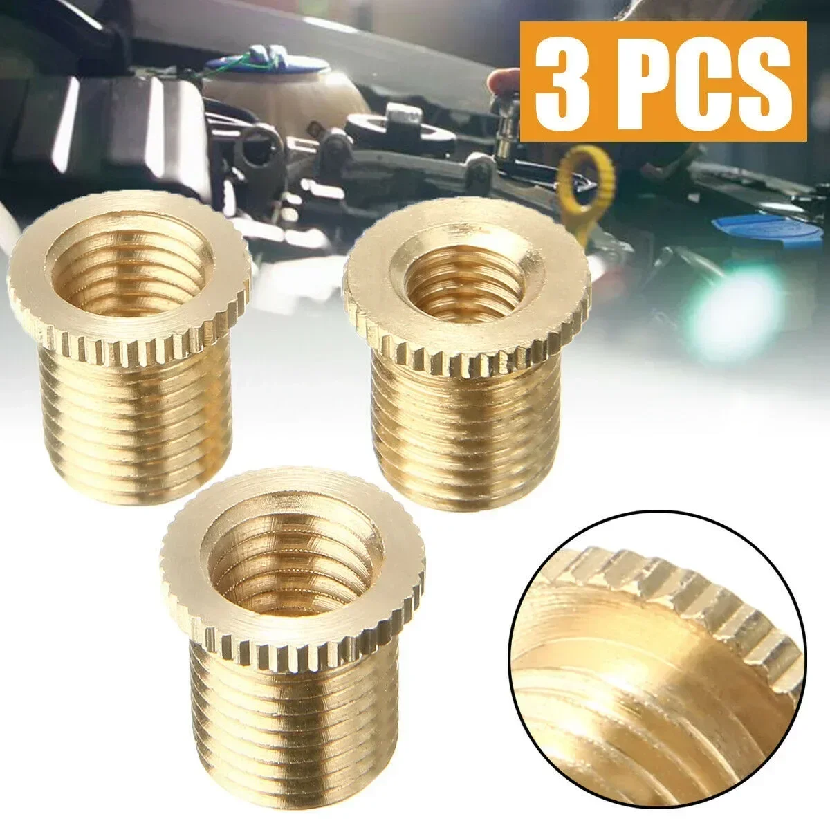 3pcs Gear Shift Knob Thread Adapter Nut Insert Kit M10x1.25 M10x1.5 M8x1.25 Aluminum Alloy Shift Knob Thread Adapter