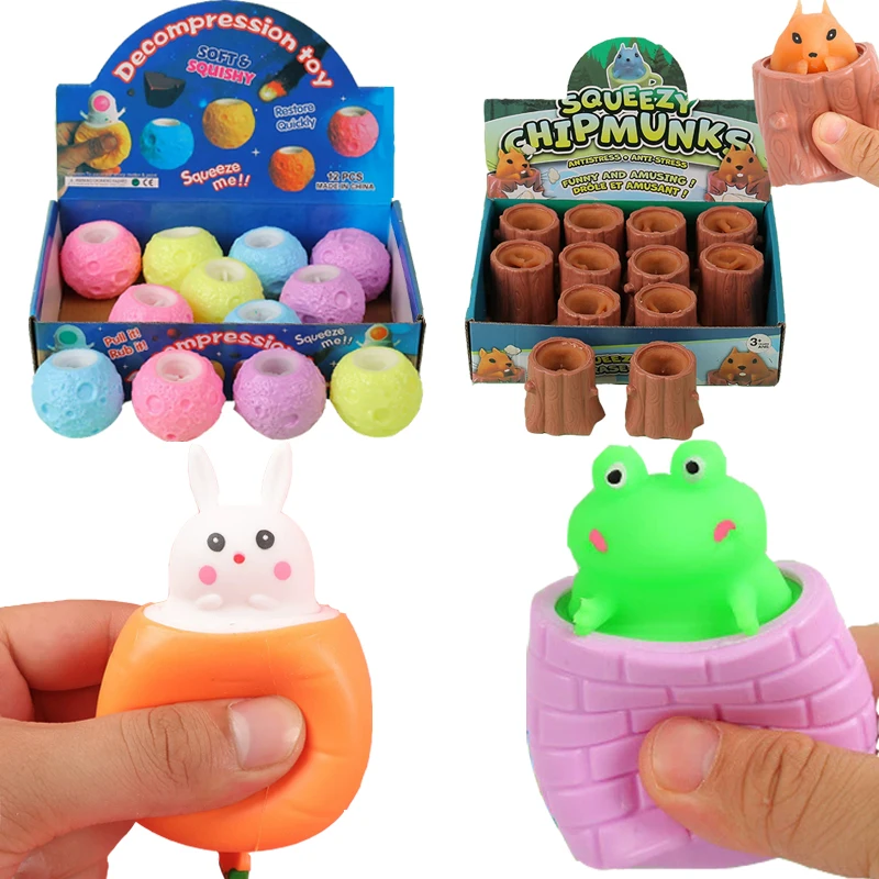Funny Pop-Up Slow Rebound Squishy Cheese Mouse Cup Hand Antistress Reliever Squirrel Cup Toys for Children Adults
