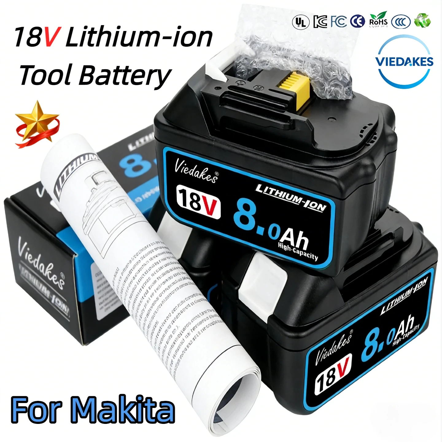 

Original for Makita 18V Battery BL1840 BL1830B BL1850B BL1850 BL1860 BL1815 Replacement Lithium Battery
