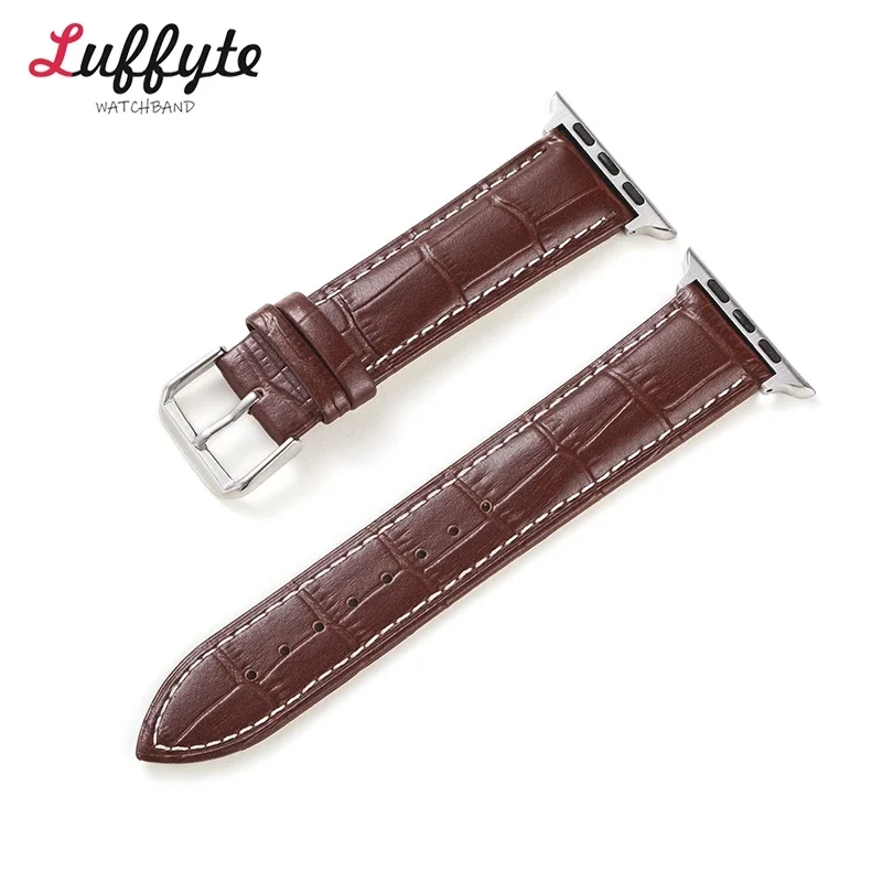 Pulseira de relógio de couro em relevo masculina e feminina, pulseira para Apple iWatch Series 9, 8, 7, 6, 5, 4, 3, SE, 49mm, 44mm, 45mm, 42 milímetros, 38 milímetros, 40 milímetros, 41 milímetros