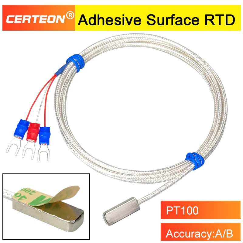 PT100 Surface Temperature Sensor Adhesive Temperature Probe High Temperature Stick-on RTD Sensor with 3M Tape