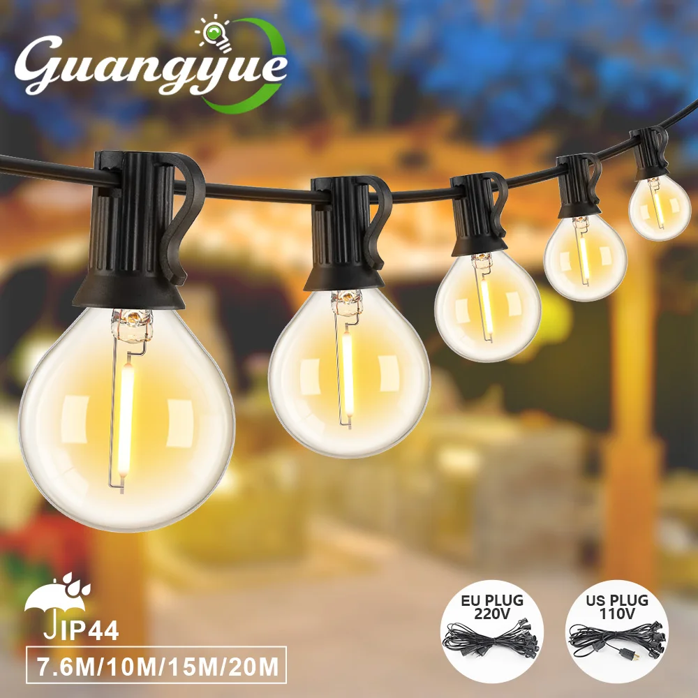 

G40 LED String Lights Garland Patio Party Lights Warm White 2200K Vintage Bulb Chain For Outdoor Backyard Garden Decorate