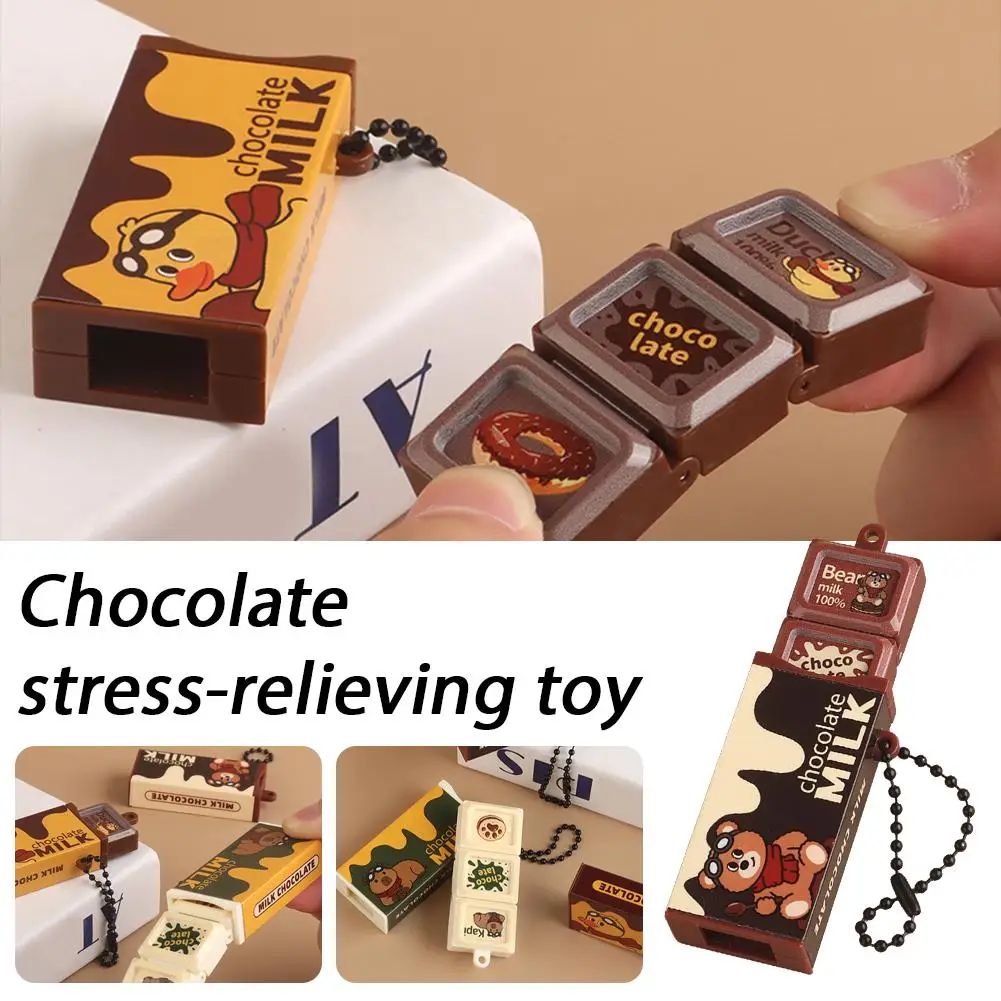 Simulated Chocolate Fidget Toy Jp Style Bendable Snap Stress Relief Keychain Pendant Creative Gift