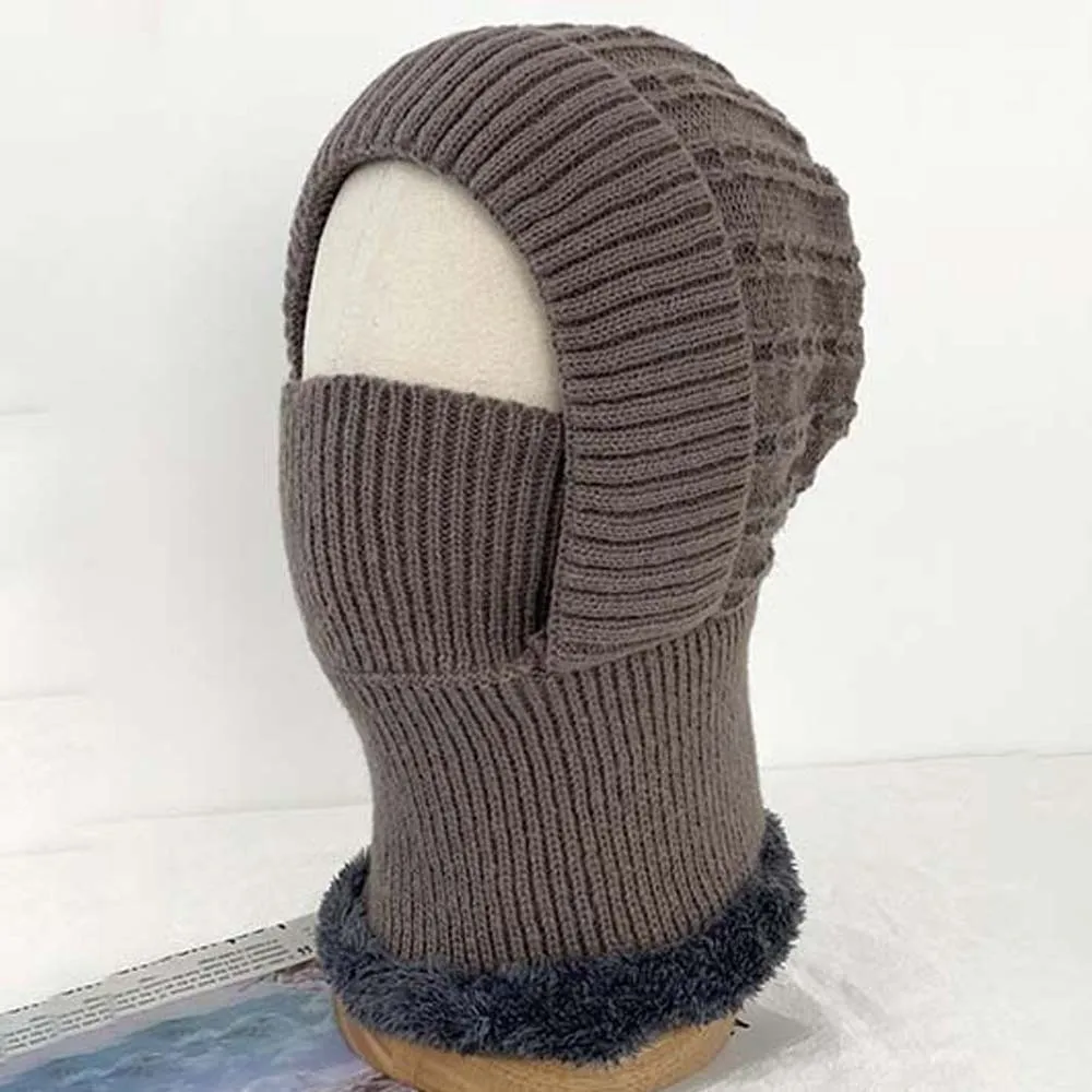 

Мягкая теплая кепка с капюшоном, эластичная ветрозащитная зимняя пуловерная кепка, антихолодная однотонная мужская шапка-шлем, велосипедная шапка