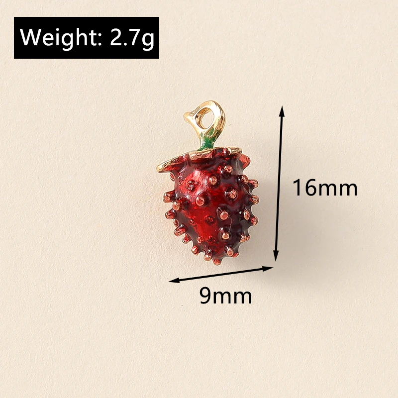 Leslie 5 Stück Emaille-Legierungs-Obst-Anhänger, 3D-Kirsche, Wassermelone, Pfirsich, Erdbeere, Anhänger für die Schmuckherstellung, DIY-Ohrringe, Halsketten – Detail 6
