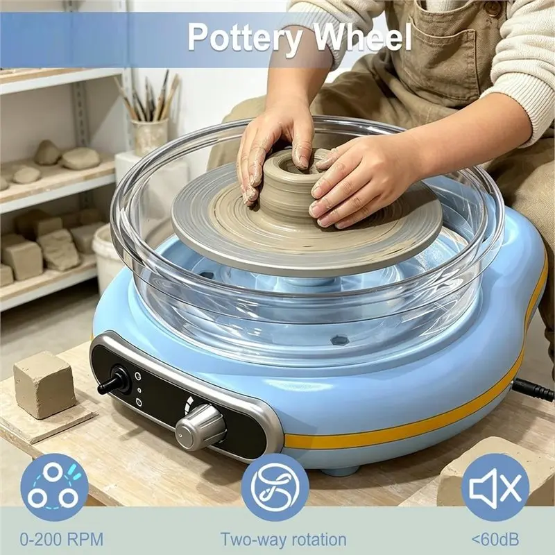 ABRN-Home DIY Portable Pottery Wheel-Electric Mini Pottery Machine For Kids& Adults, DIY Home Pottery Tool EU Plug