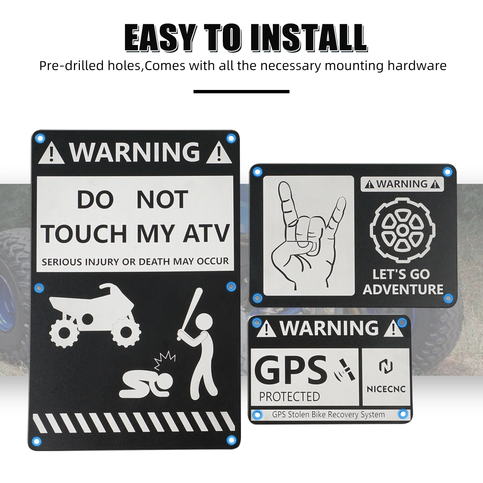 For Yamaha Blaster 200 Fender Warning Tags Aluminum ATV Warn Sticker for Yamaha YFS200 1988-2006 ATV Accessories Dirt Road Parts