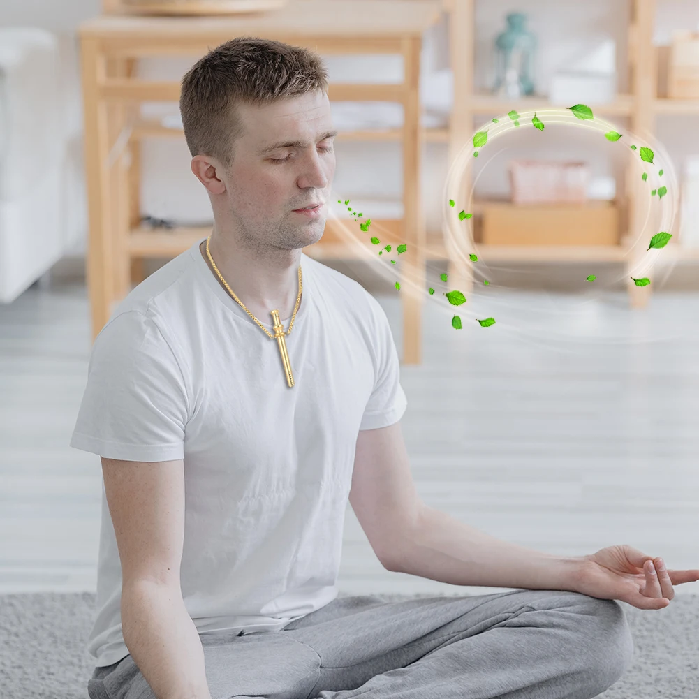 Breathing Resistance Whistle Necklace Meditation Whistle Necklace Mindful Breathing Necklace for Anxiety & Stress Relief