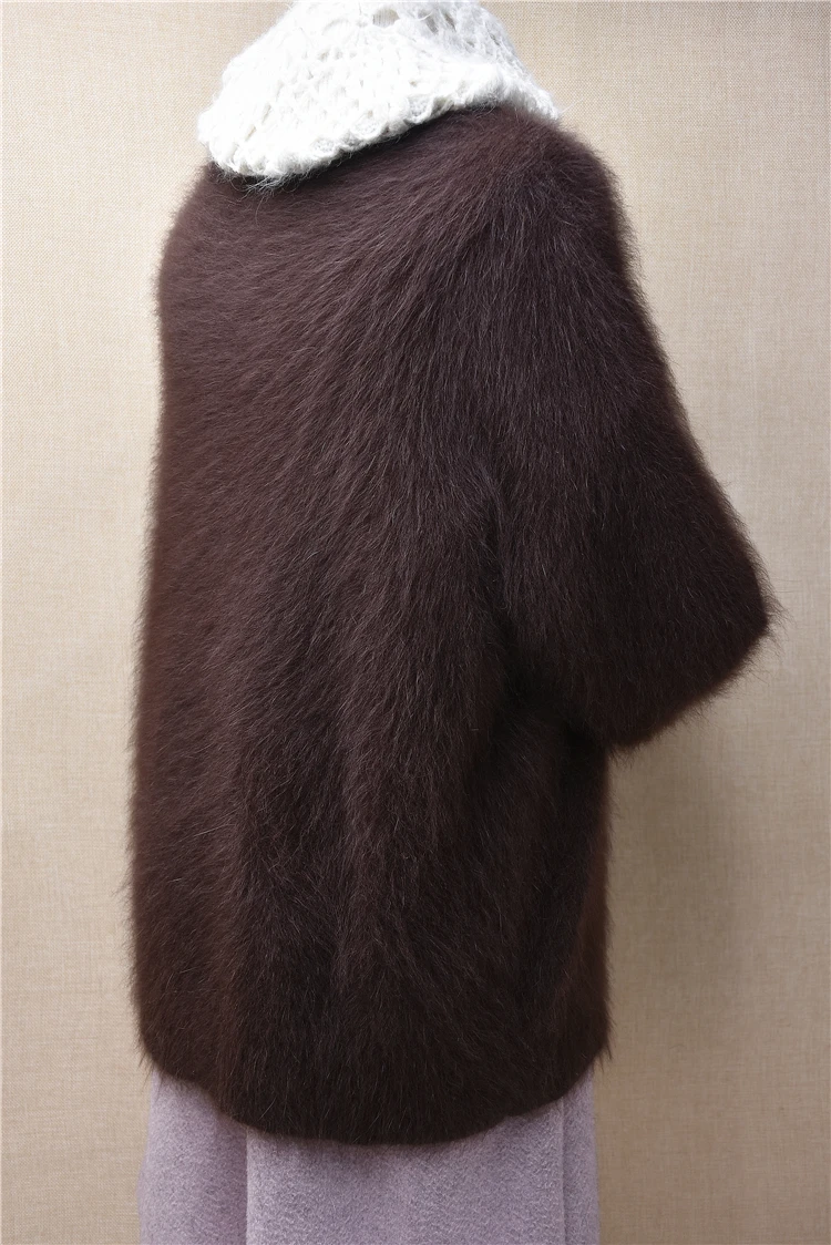 Female Women Fall Winter Clothing Hairy Plush Mink Cashmere Knitted O-Neck Loose Pullover Angora Fur Jumper Sweater Pull Tops