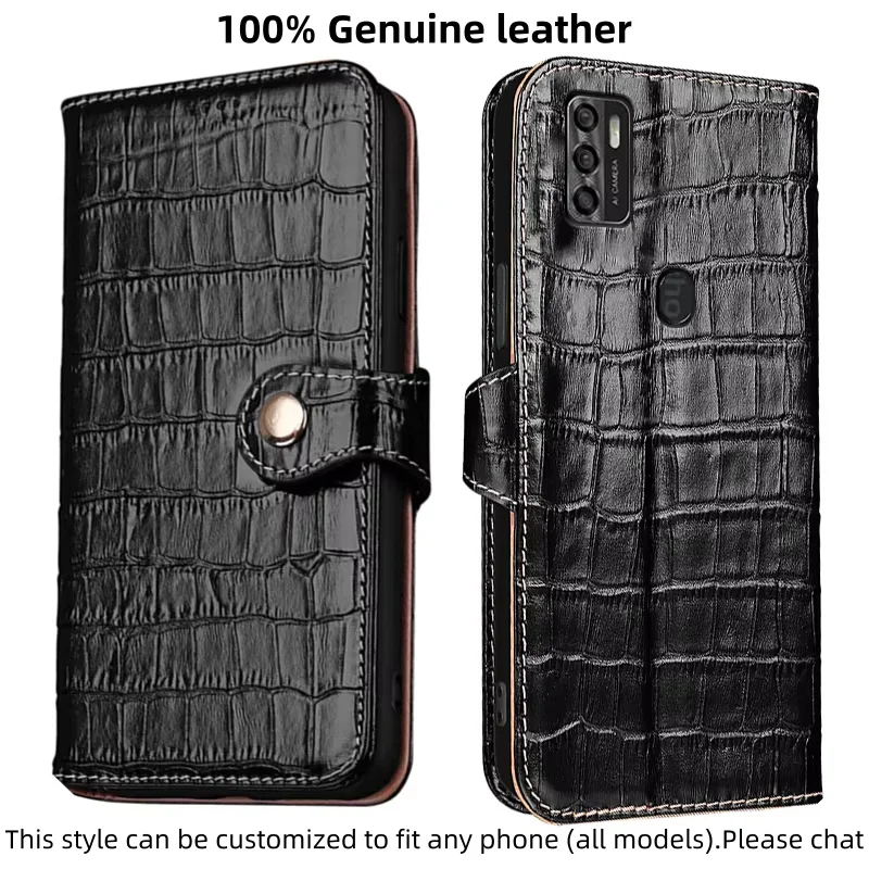 

Чехол-кошелек с текстурой крокодила из натуральной кожи для ZTE Blade A7s A7 A5 A3 2020 2019 PIus, противоударный чехол с магнитной кнопкой