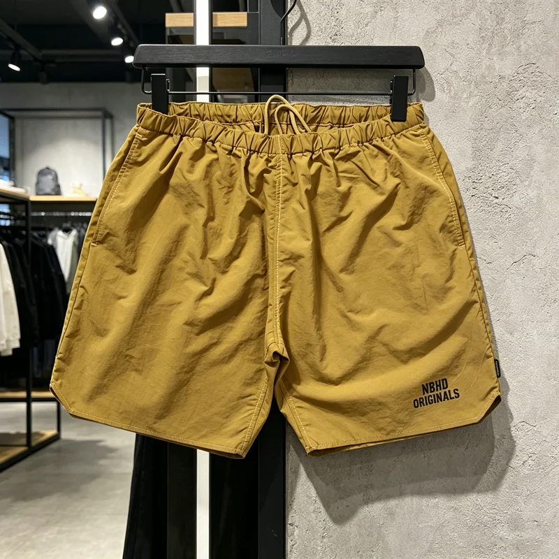 NBHD V-shape Quick Dry Shorts Zipper Pockets Shortpants Japan Men Women Thin Fabric Loose Drawstring Short Pants Breeches