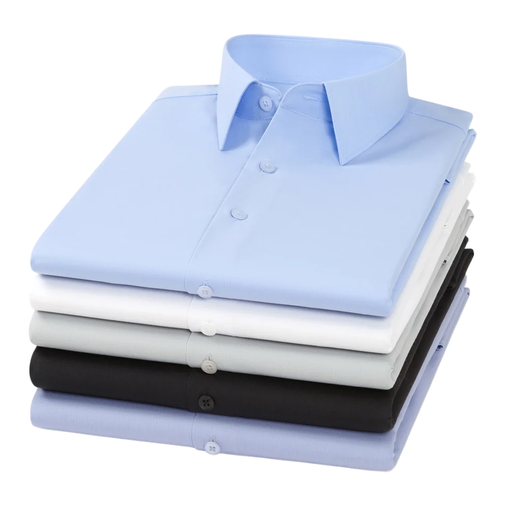 

Men's Stretch Silk Modal Long Sleeve Button-Up Shirts, No Pocket Breathable Cool Touch Solid Color Easy Care Menswear Clothing