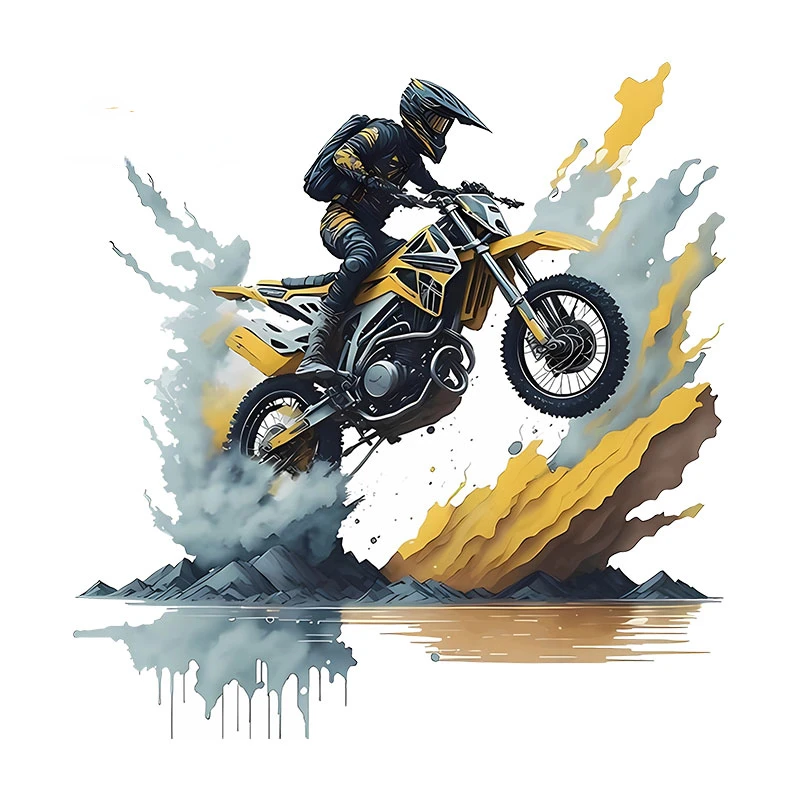 Classic Design Motocross Car Stickers Cartoon Simple Decals Scratch-Proof Waterproof Vinyl Car Door Protector