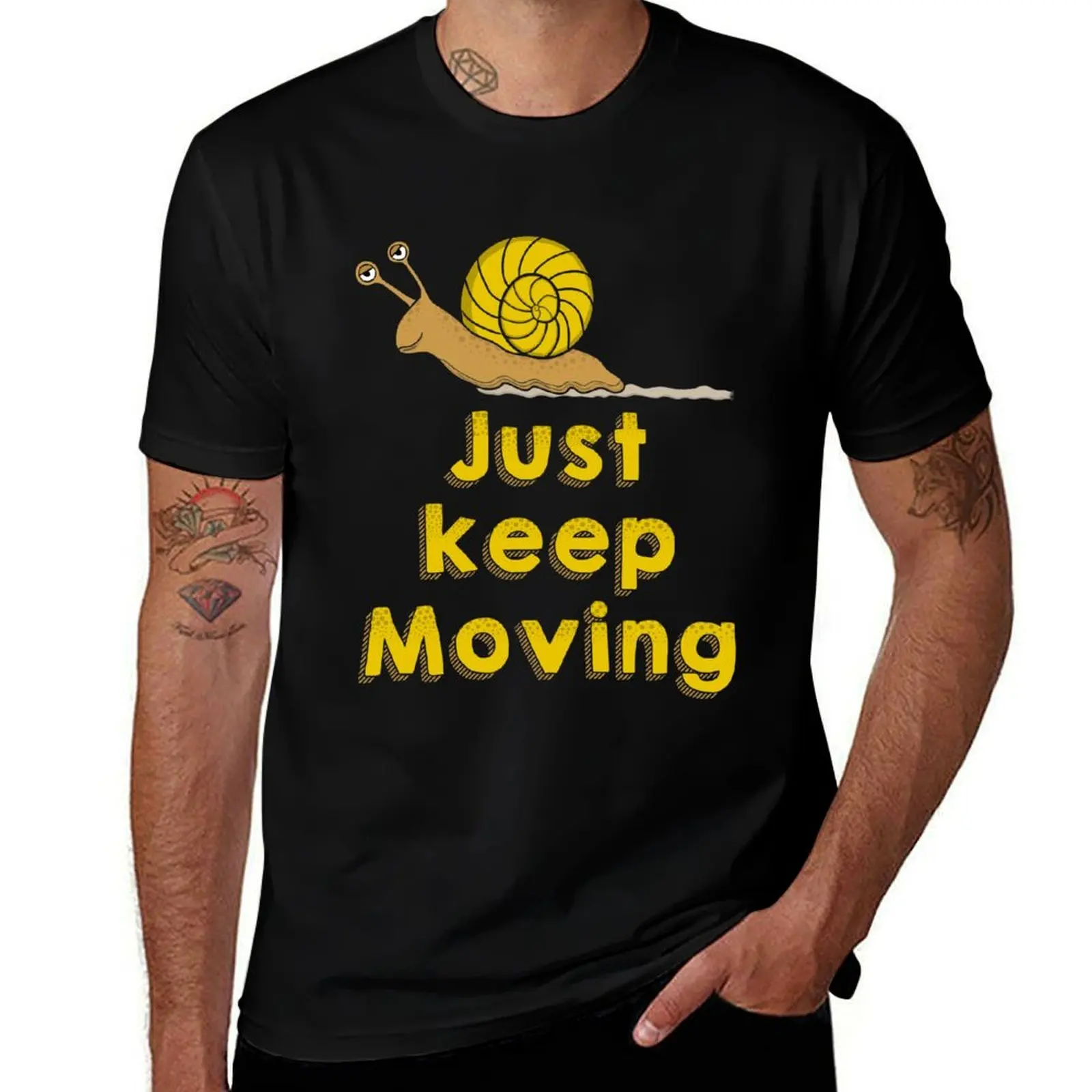 Just Keep Moving - Cute And Funny Snail T-Shirt Basic Solid Color Casual Tee Shirt T-Shirt