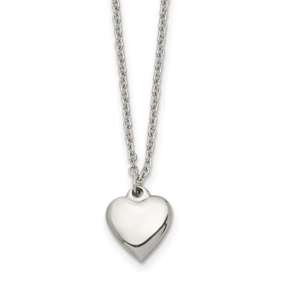 

Chisel Stainless Steel Polished Heart on a 16.25 inch Cable Chain with a 1.5 inch Extension Necklace