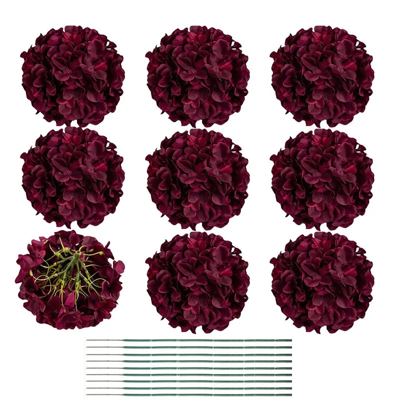 

8.7" Silk Hydrangea Artificial Flower Heads 90 petals Big Fake Hydrangeas Flowers for DIY Wedding Centerpiece Home Decor