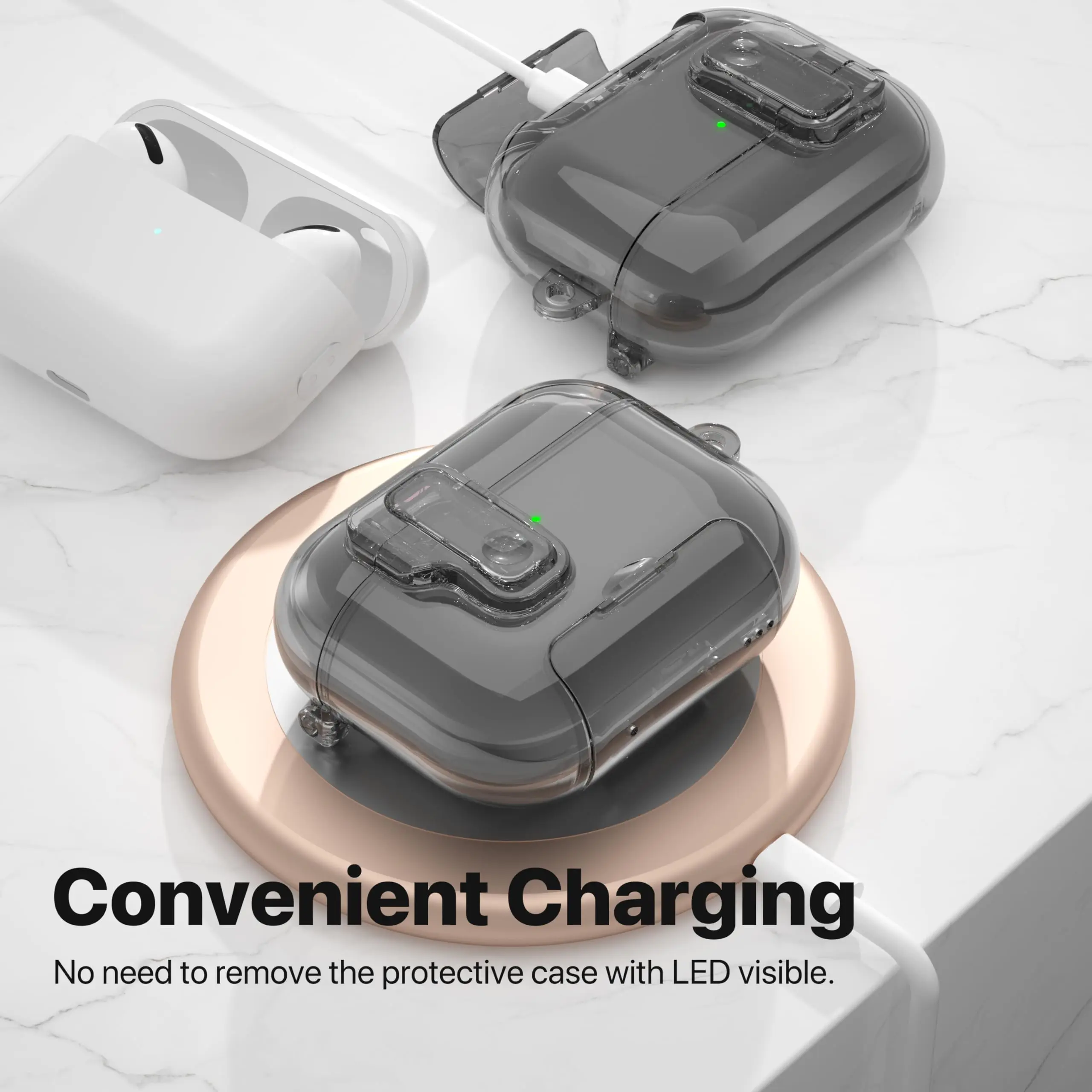 حافظة لهاتف ابل ايربودز برو 3 2025 حافظة قفل أوتوماتيكية مغناطيسية شفافة مع حامل هاتف ومجموعة تنظيف لجراب Airpods Pro 3