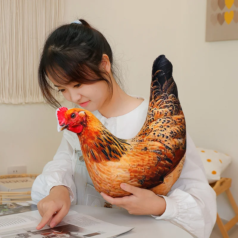 Almohada de peluche de Animal con estampado realista para niñas, juguete de peluche de pollo, pato, ganso, Paloma, loro, gallo, gallina, regalo de decoración del hogar