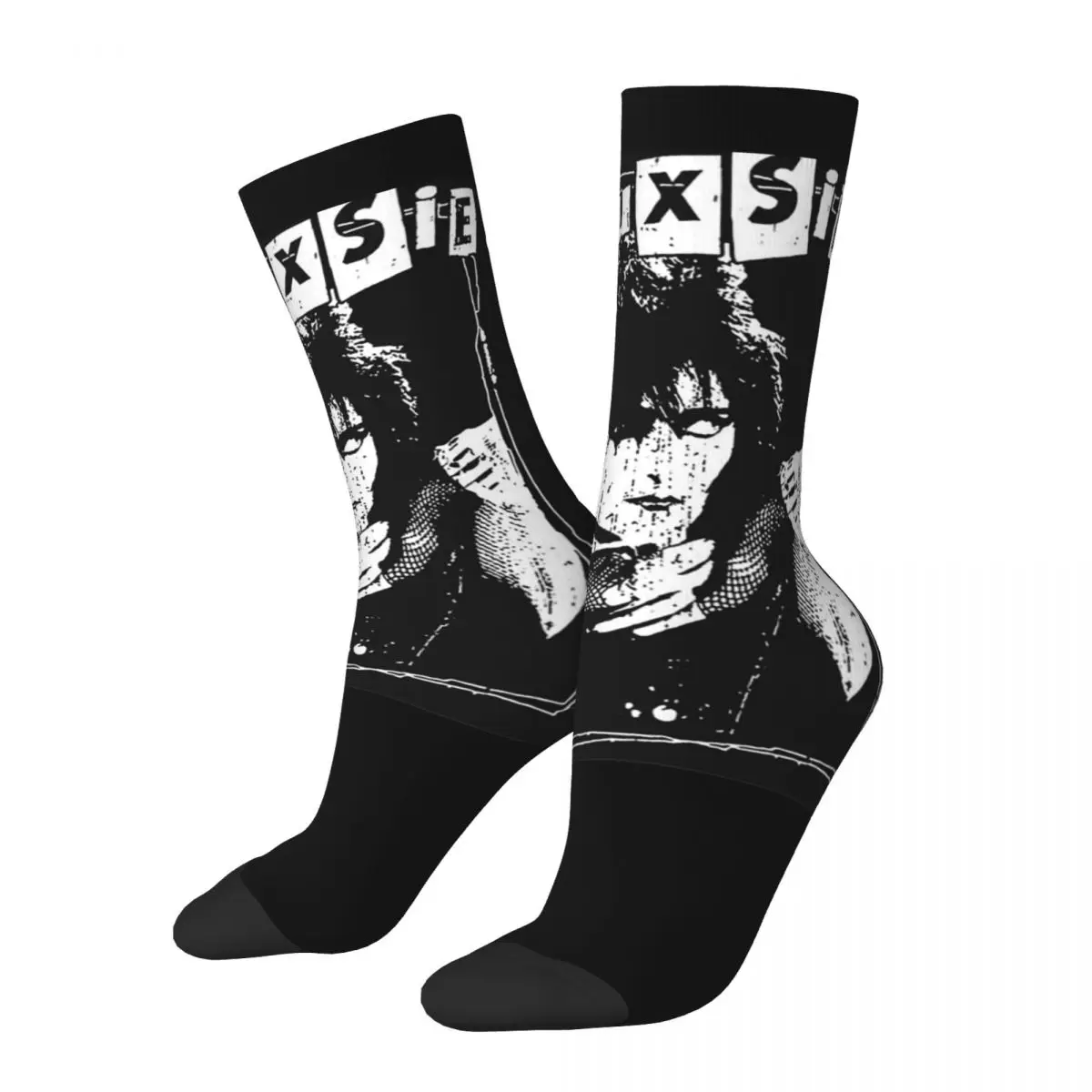 Colorful Siouxsie And The Banshees Artwork Logo Skateboard Socks Punk Rock Band Crew Socks for Women Men Sweat Absorbing