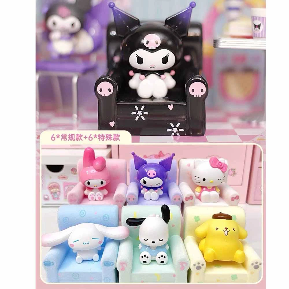 

Sanrio Sitting Doll Series Blind Box Cute Sofa Cinnamoroll Hello Kitty Kuromi Mymelody Pachacco Mystery Box Kid Toy SurpriseGift