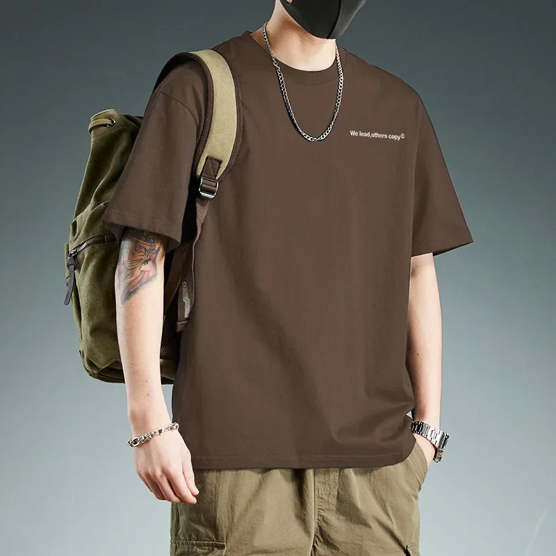 

LIBIELIY мужские футболки с коротким рукавом, летние новые модные сверхмощные свободные футболки в американском стиле с принтом, повседневная модная одежда M